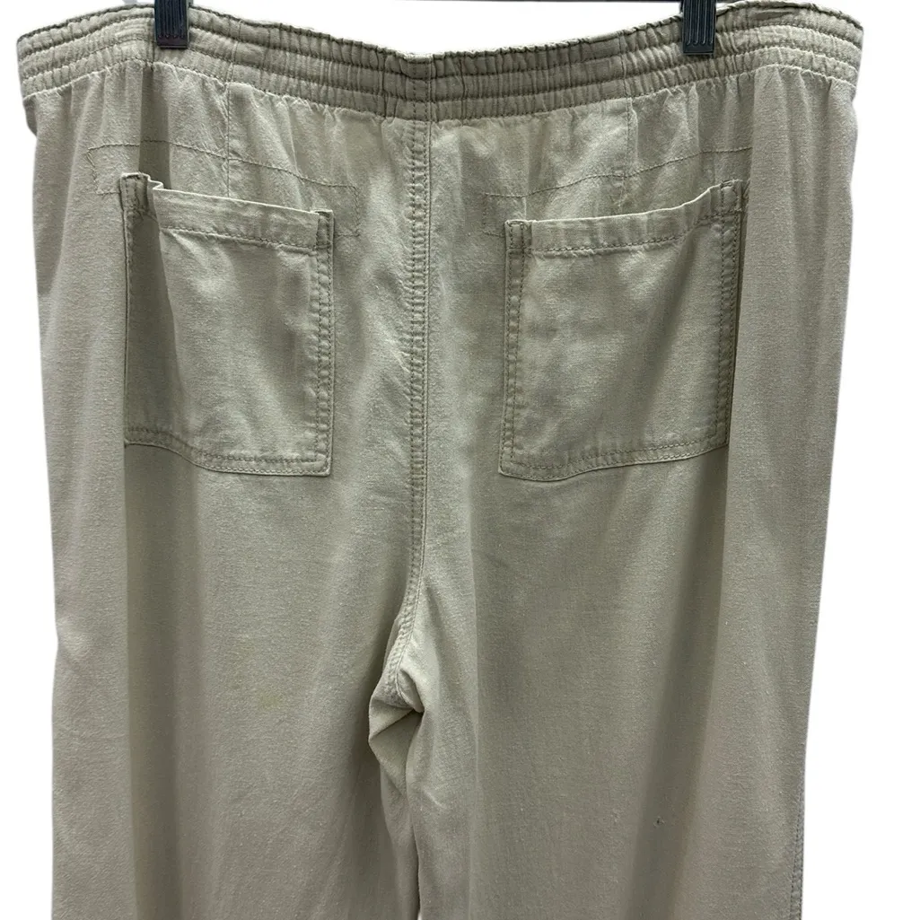 Vintage Linen Blend St Johns Bay Wide‎ Leg Cream Khaki Pants Womens Medium - Image 10