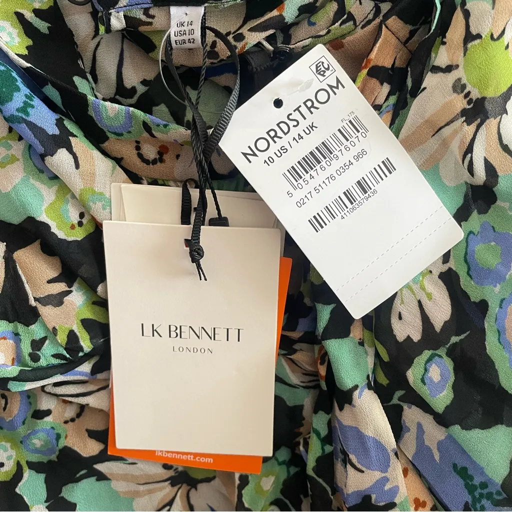 LK Bennett Thelma Black Multi Tie Neck Dress - Image 6