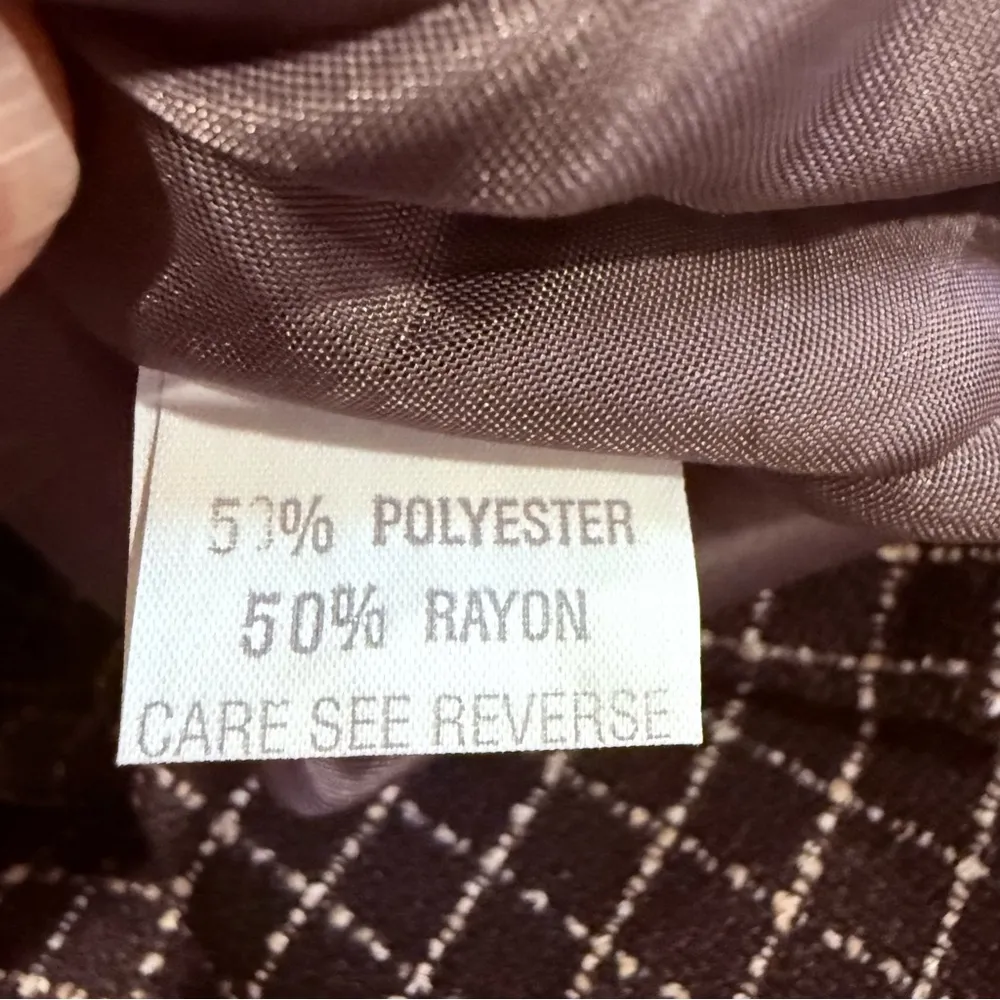 Vintage Y2K Georgiou Studio Skirt Suit Brown Windowpane Blazer Office Size 14,10 - Image 14