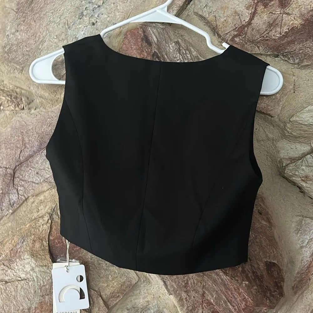 Commense Solid Asymmetrical Straight Leg Pants Set size xs Black - Image 5