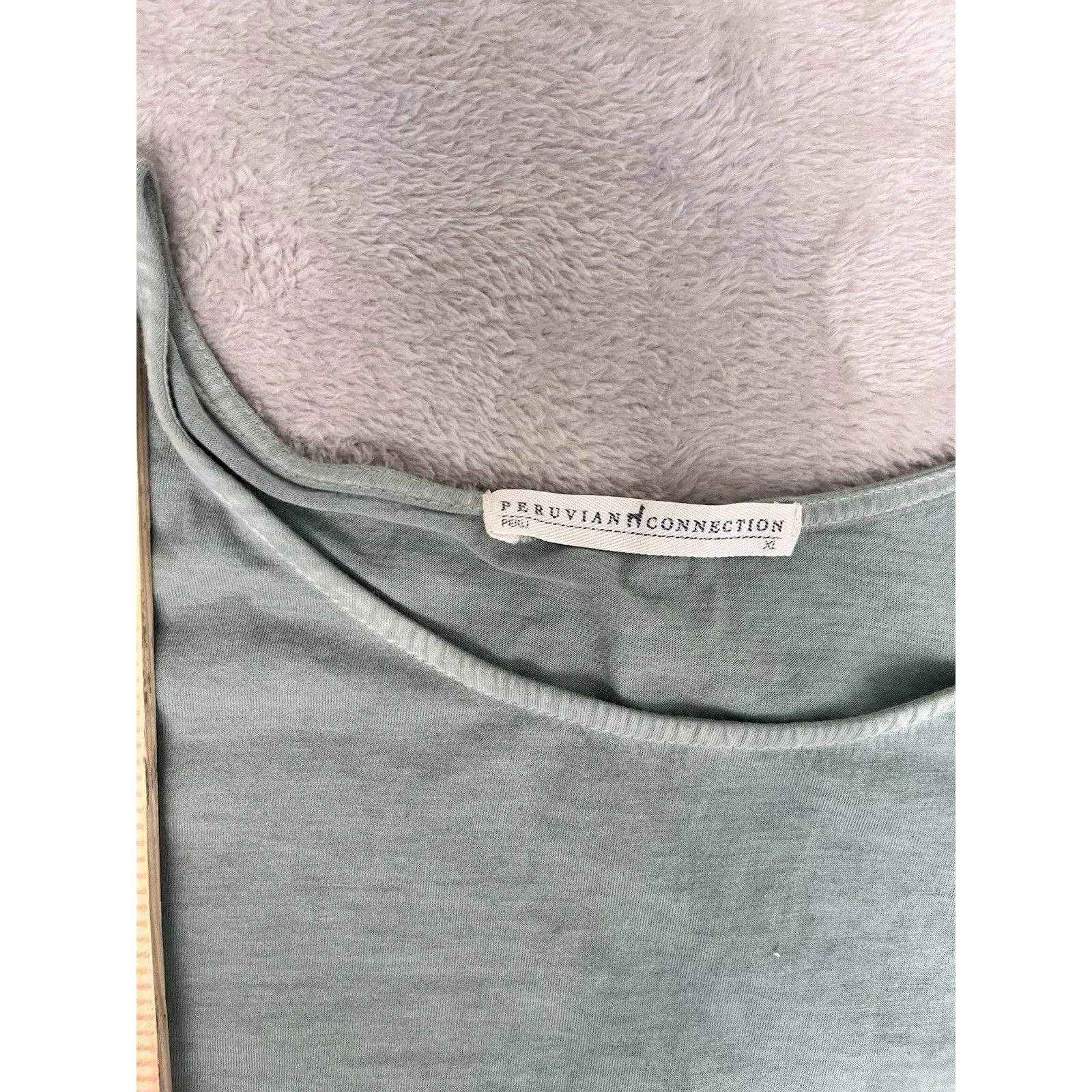 Peruvian Connection Sage Green Pima Knit Playa Shirt Dress Pockets Size XL - Image 6