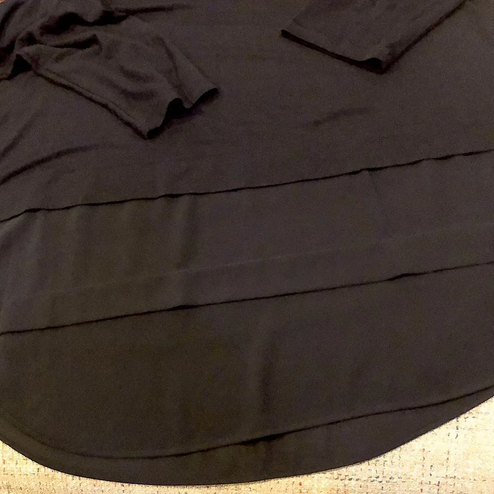 MICHAEL KORS Black Long Sleeve Shirt w. 6 inch Black Double Hem Sz LG - Image 6