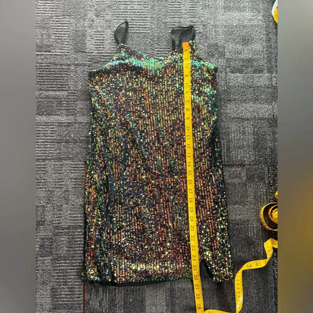 ART CLASS XL Sequin Mini Dress Black Iridescent Sparkly Party Dress - Image 8