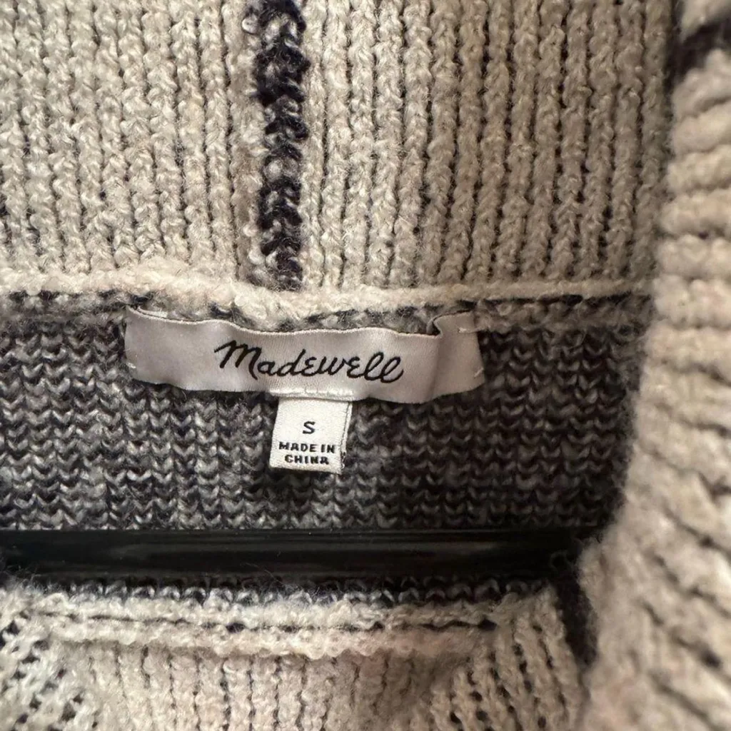 Madewell  Black and Gray Grid Turtleneck Sweater - Image 7