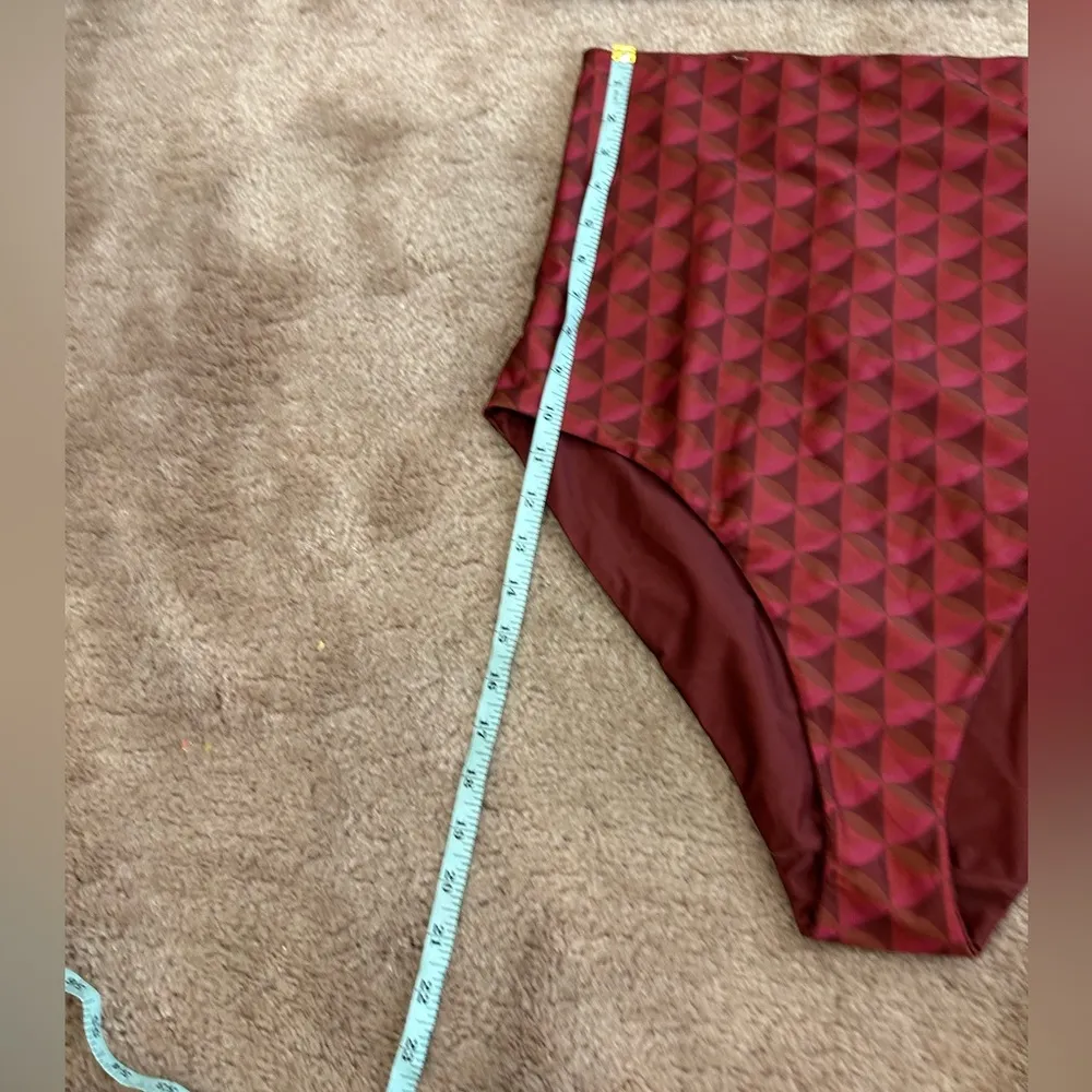 Baiia Swim Maroon Monroe Geometric Reversible One Shoulder High - Image 5