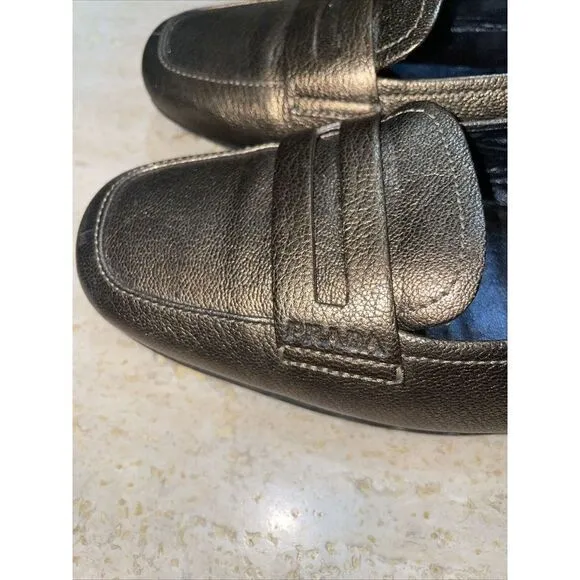 Prada Womens Loafers Flats Metallic‎ Gold Size 36.5 - Image 3