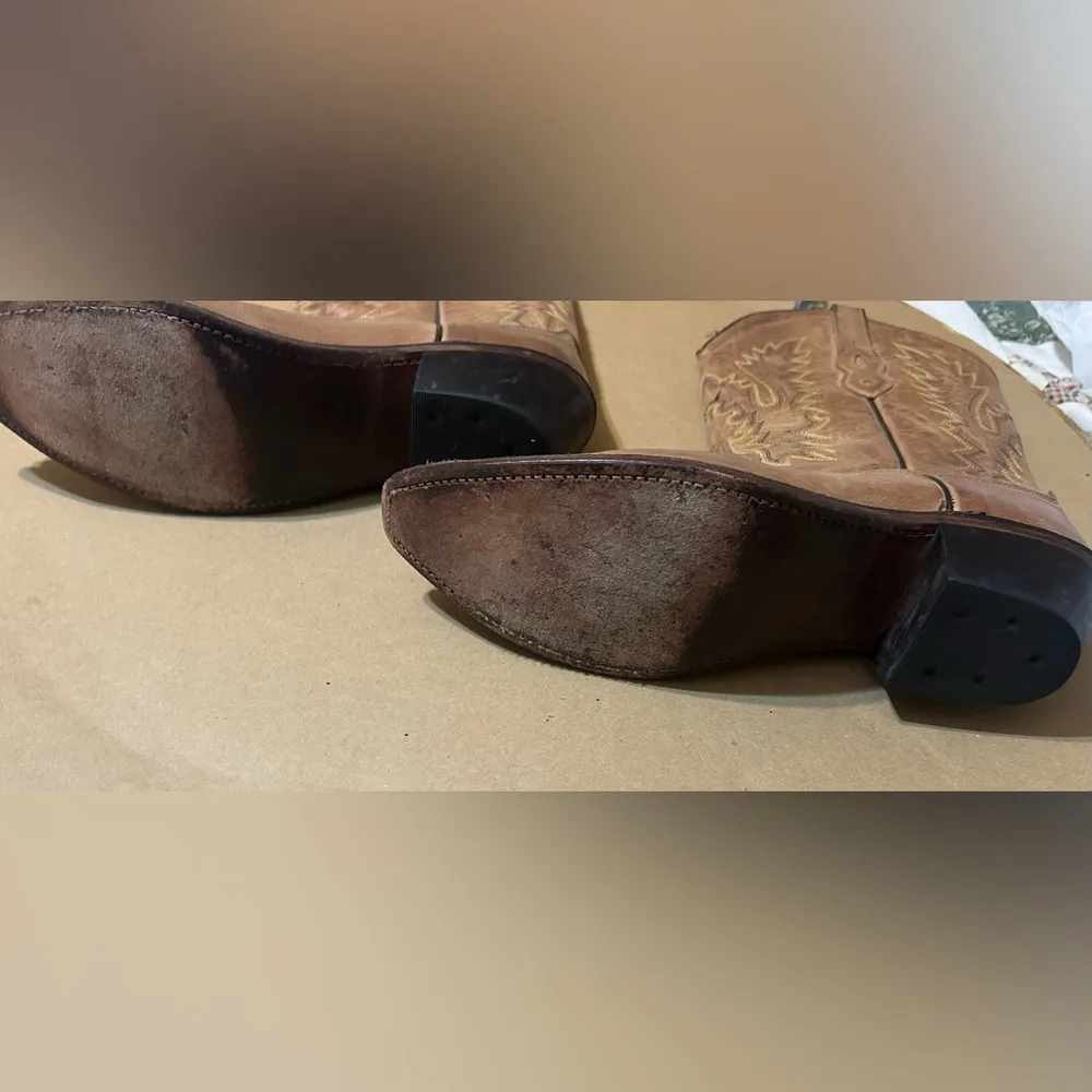 Ladies Old West Brown Leather Western Boots - Image 4