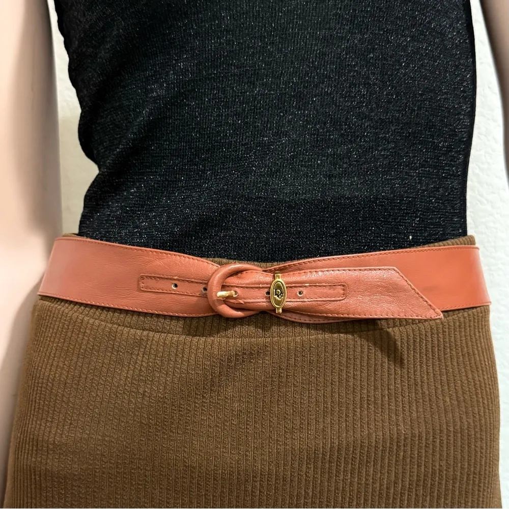 Vintage CHRISTIAN DIOR 17020 Camel Brown Soft Leather Women’s Dress Belt Size M - Image 2
