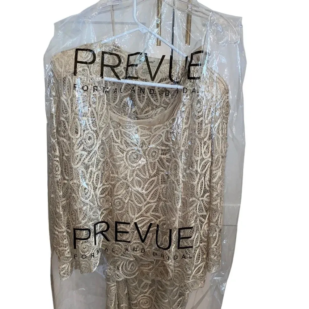 soulmates champagne Hand crafted silk ribbon beaded 3 Piece Evening Gown MOB MOG Tan Size M - Image 6