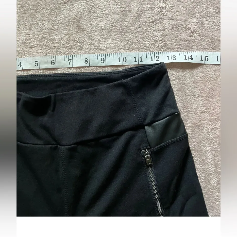 Athleta Ponte‎ Luxe Legging Faux Leather Womens Full Length Zip Pockets Sz Small - Image 6