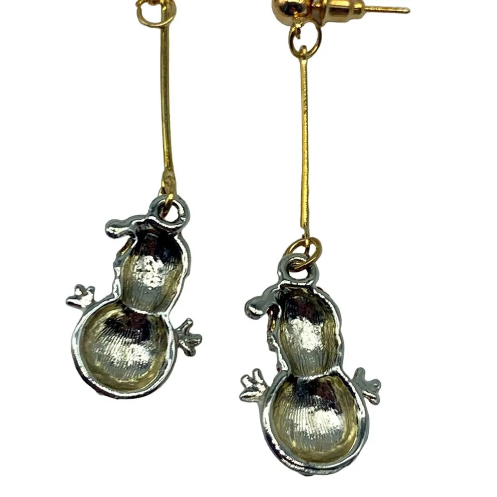 New Christmas dangling red&white snowman earrings White - Image 9