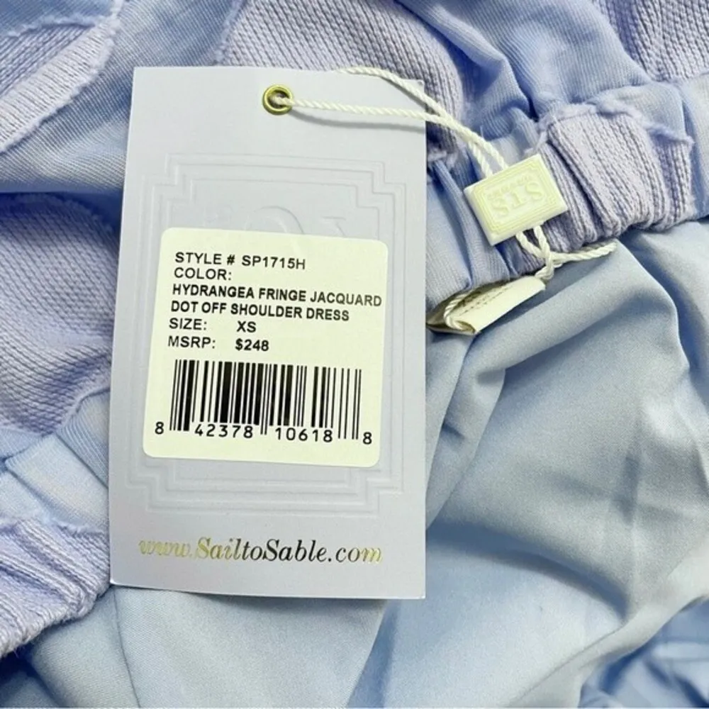 NWT Sail to Sable Hydrangea Jacquard Dot Off Shoulder Dress Women’s Size XS New - Image 11