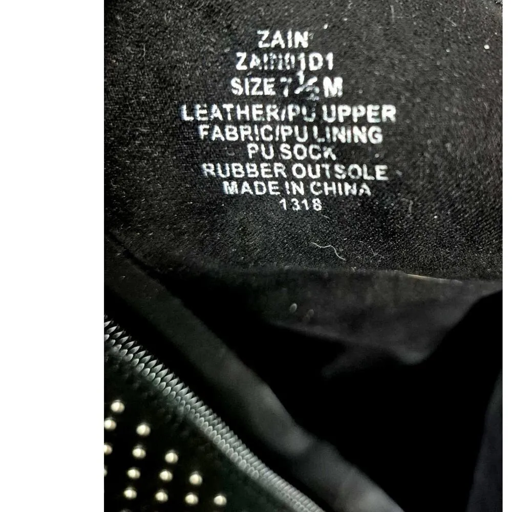 Steven Steve Madden Zain Black Leather Boots Silver Stud/Buckle/Zipper 7.5 - Image 6