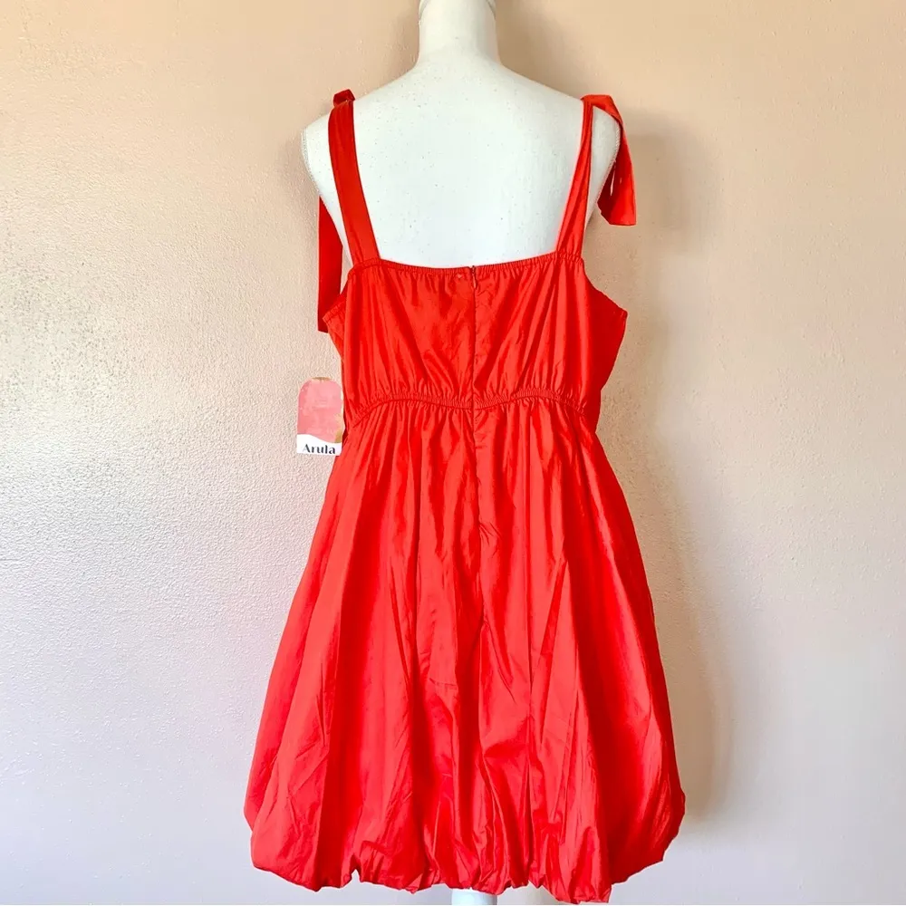 Arula Orange Red Tie Knot Bubble Dress. - Image 7