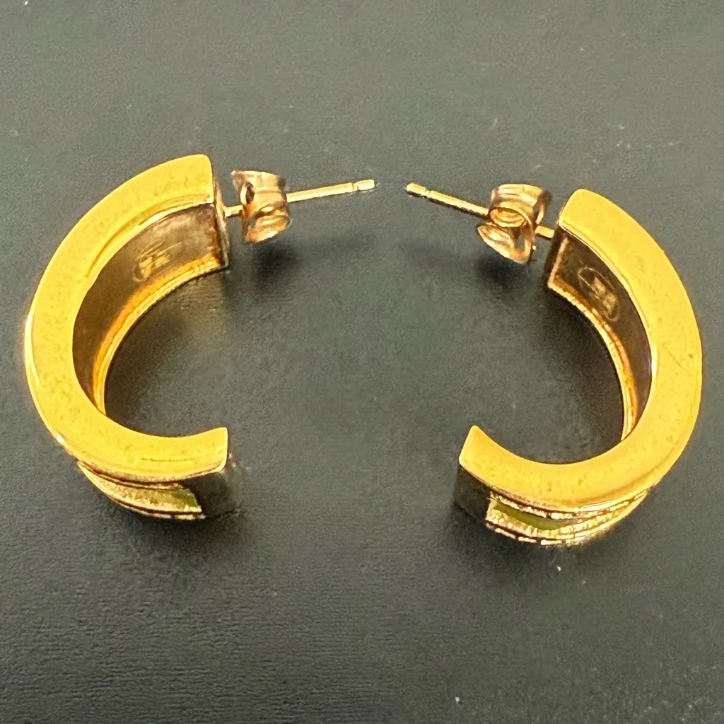 Retired JOAN RIVERS Yellow Enamel Gold-tone Pave Crystals Half Hoop Earrings - Image 9