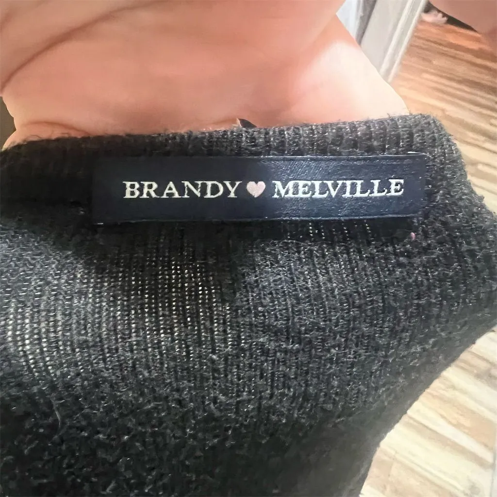 Brandy Melville Women's Black Henley Long Sleeve Button-Up Top M - Image 9