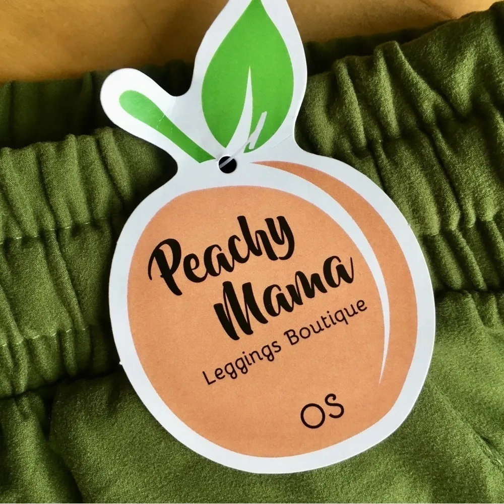 Peachy Mama High Rise Baggy Shorts, Elastic, Drawstring Waist, Green, Size S Green - Image 5