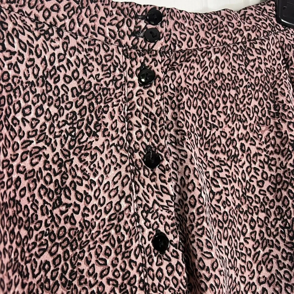 Urban Outfitters Pink Leopard Animal Print Skater Circle A-Line Short Skirt M - Image 3