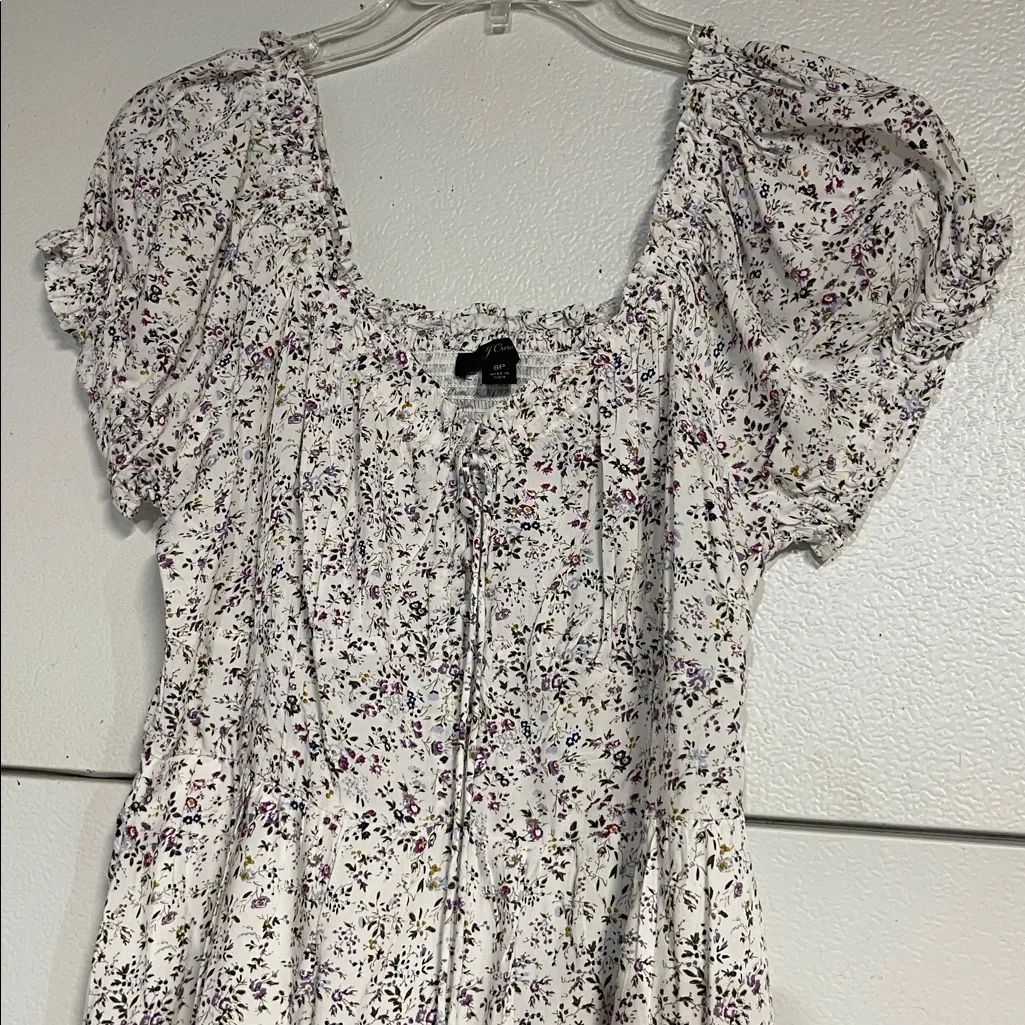 J CREW PUFF SLEEVE FLORAL MINI DRESS SMOCKED 8 PETITE - Image 4
