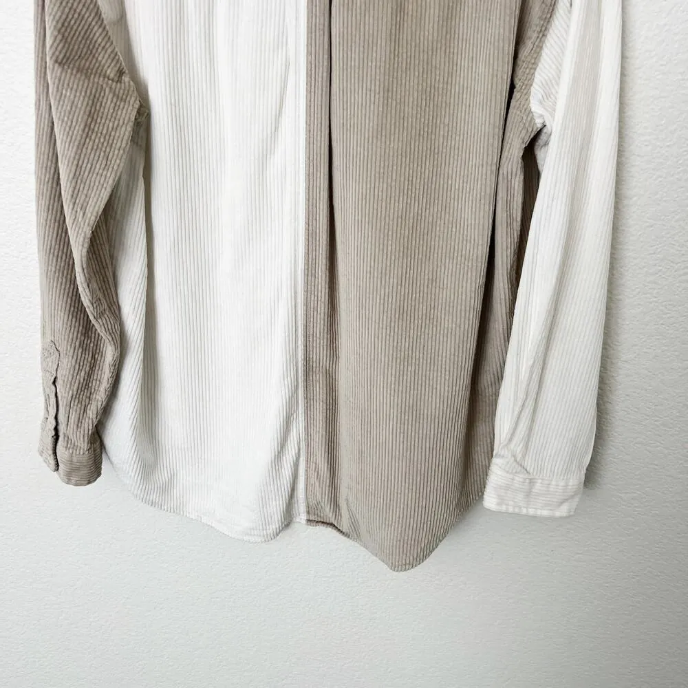 [American Eagle Outfitters] Oversized Corduroy Two Toned Button Down Sz Small S - Image 8