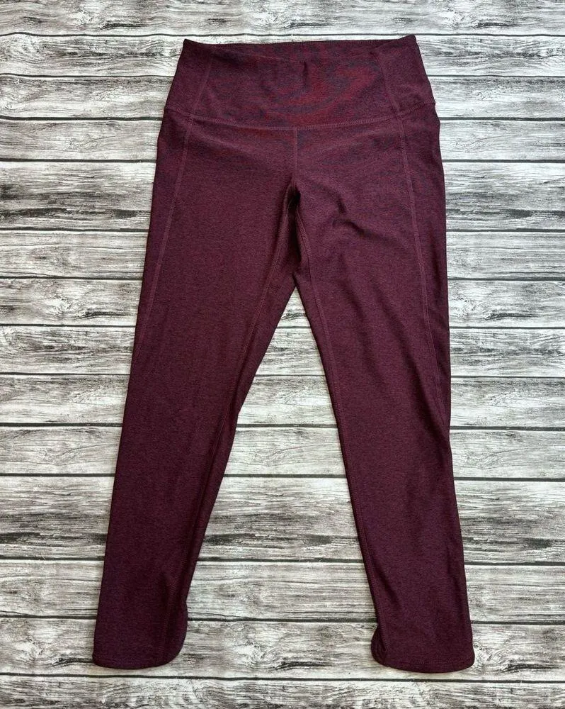 Z by Zella Women's Crop Running Leggings S SM Small Maroon Burgundy Tulip - Image 2