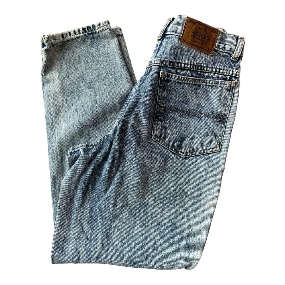 Vintage 80's Essentials Sport Acid Wash high rise Mom Button Fly jeans size 10 Blue - Image 10