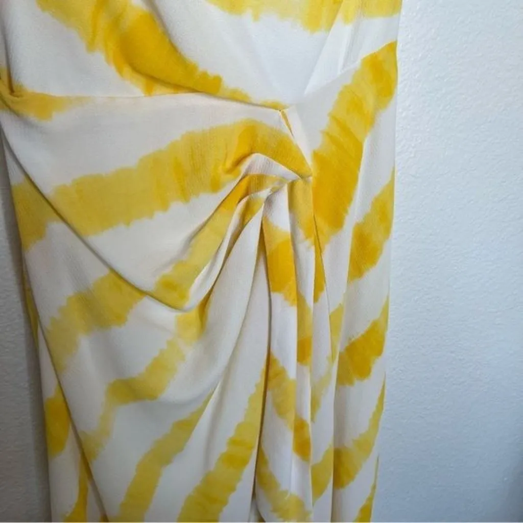 Lauren Ralph Lauren yellow & white striped one shoulder faux wrap sundress 4 - Image 7