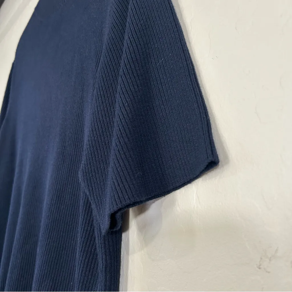 Avenue 3X Ribbed Mock Neck Knit Top Navy Minimalist Cottagecore Basic Soft Plus - Image 3