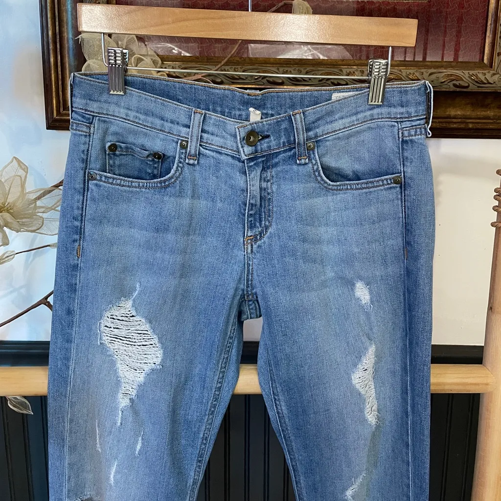 Rag & Bone Dre Low Rise Boyfriend Denim in Rosslyn Distressed Jeans - Sz 26 💚🎀 - Image 2