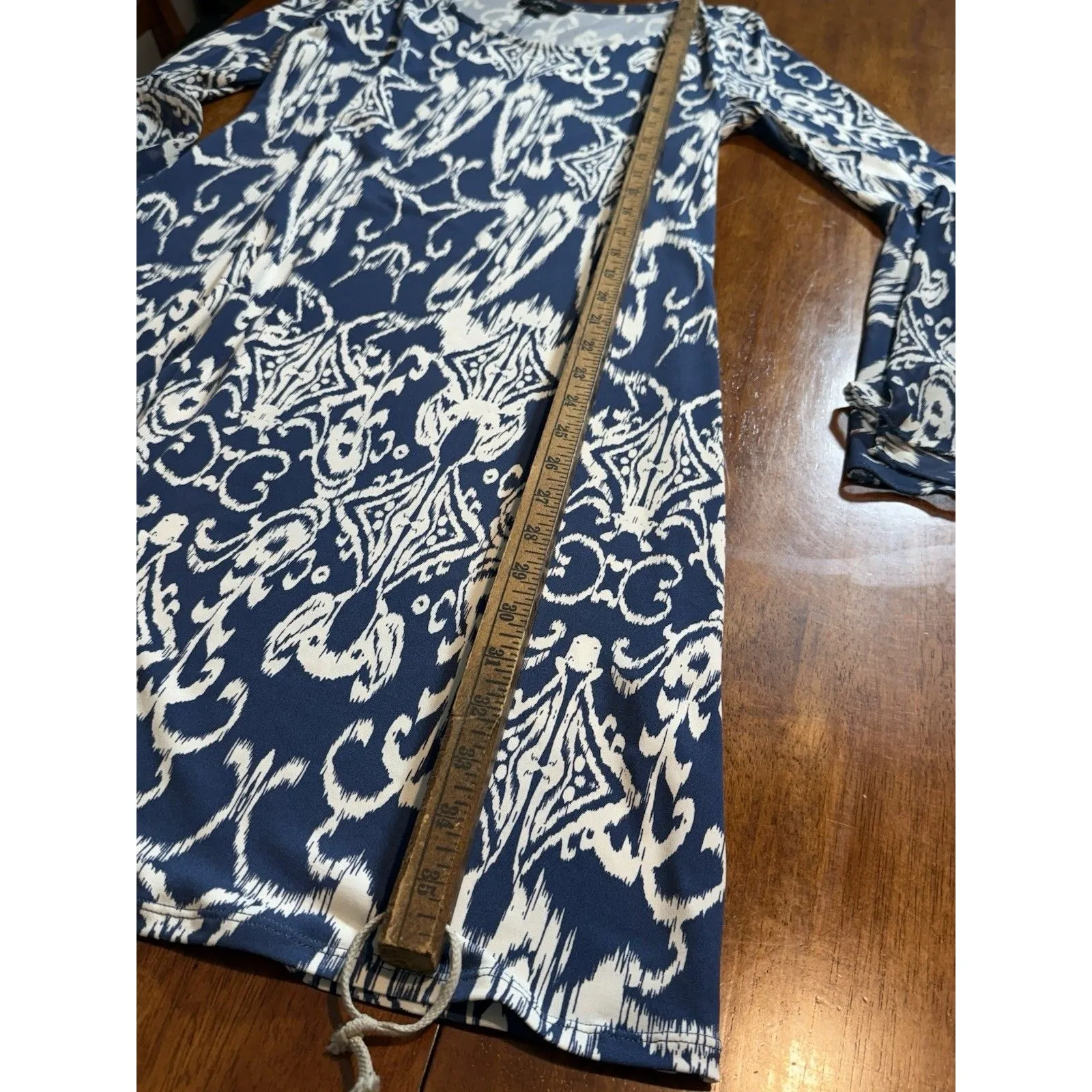 MSK Blue Floral Long‎ Bell Sleeve Dress Medium Work Office Party M - Image 7