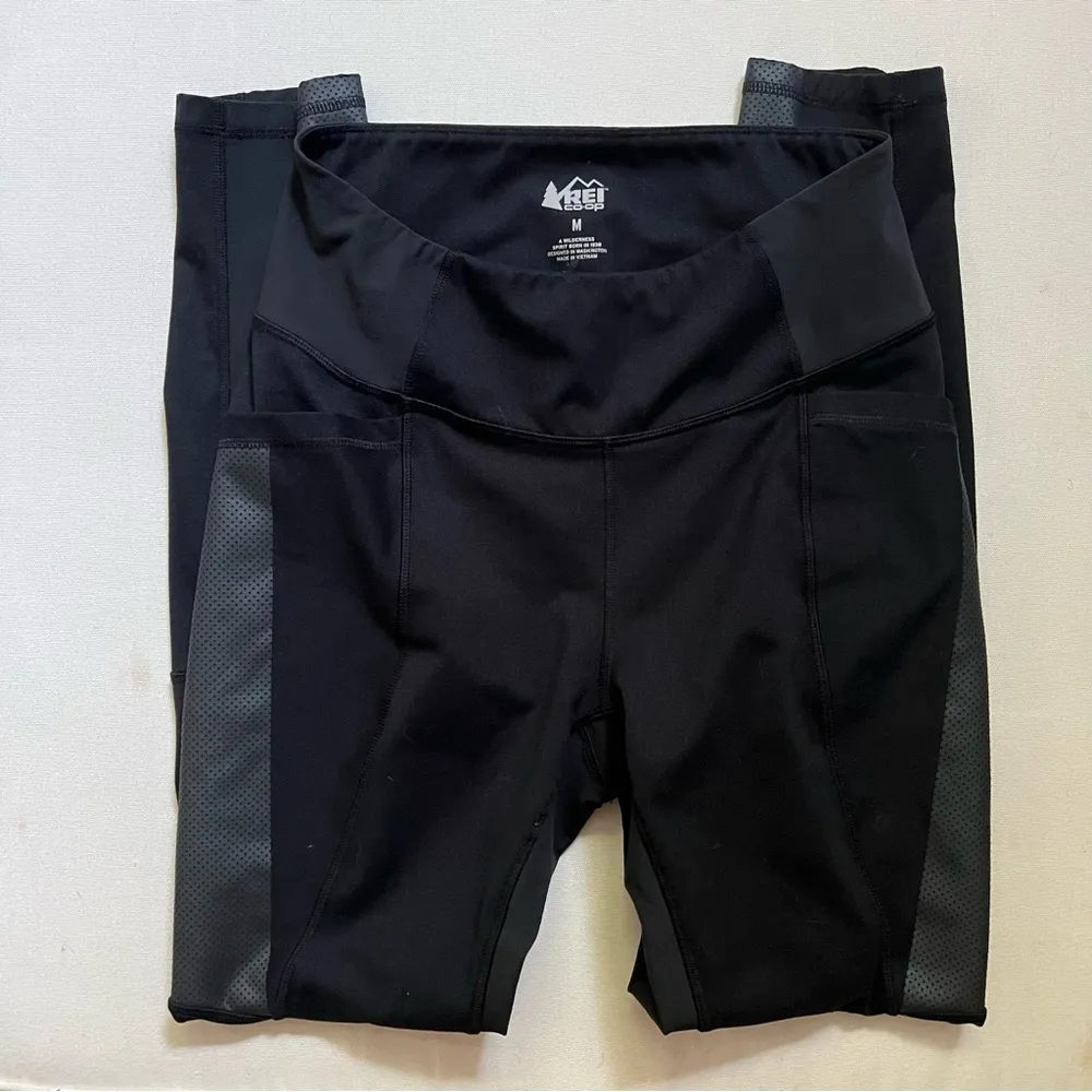 REI Black Gray Workout Fitness Hiking Leggings Pants Size M Size M - Image 10
