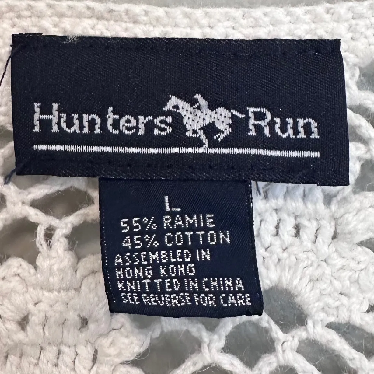 VTG Hunters Run Crochet Flower Cardigan Sweater Cream Size L Cottagecore Peasant White Size L - Image 4