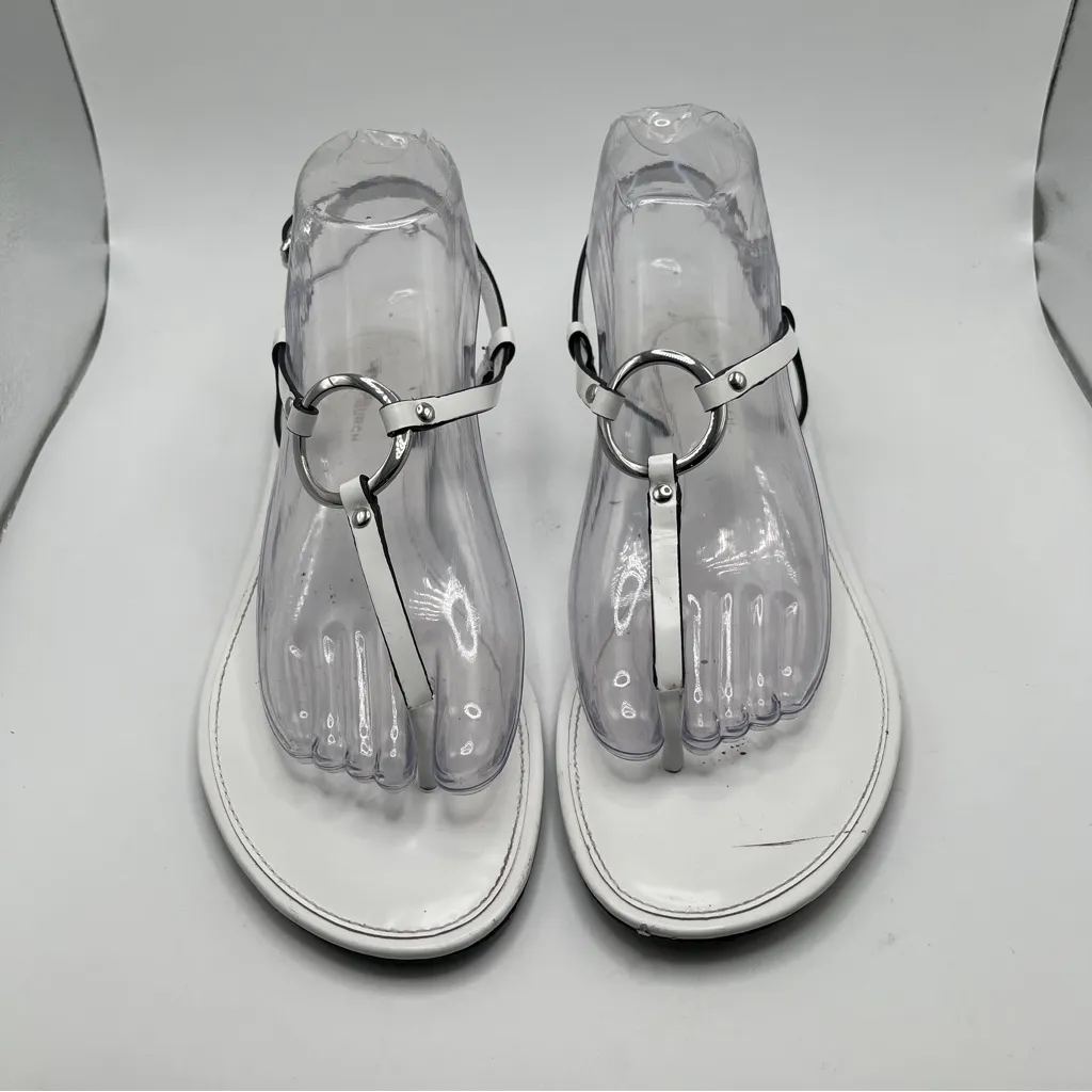 Tory Burch  RING T-STRAP SANDAL white leather size 8.5M slingback - Image 2