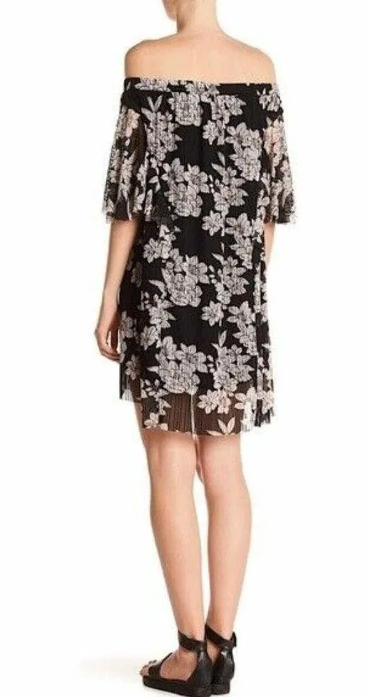 NEW Moon River Dress Size Small Women's Off Shoulder Floral Mini Black & White - Image 2