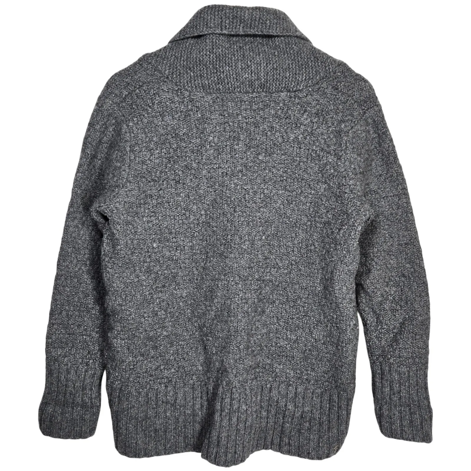 Eddie Bauer Lambswool Blend Cable Knit Shawl Collar Cardigan Sweater Gray Size L - Image 2