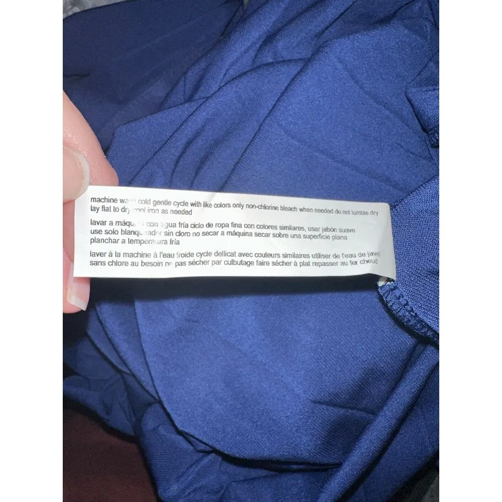 Eloquii Size 20 Knot Front Pleated Skirt Long Sleeve Midi‎ Dress Blue Holiday - Image 12