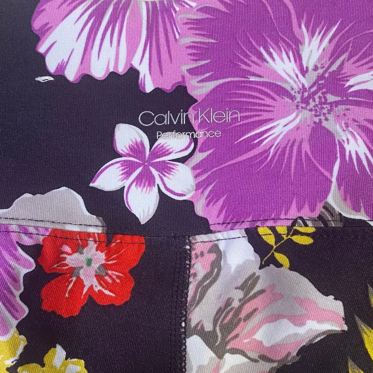 Calvin Klein Performance Floral Crop Leggings Womens XL Purple Tropical Gym - Image 8
