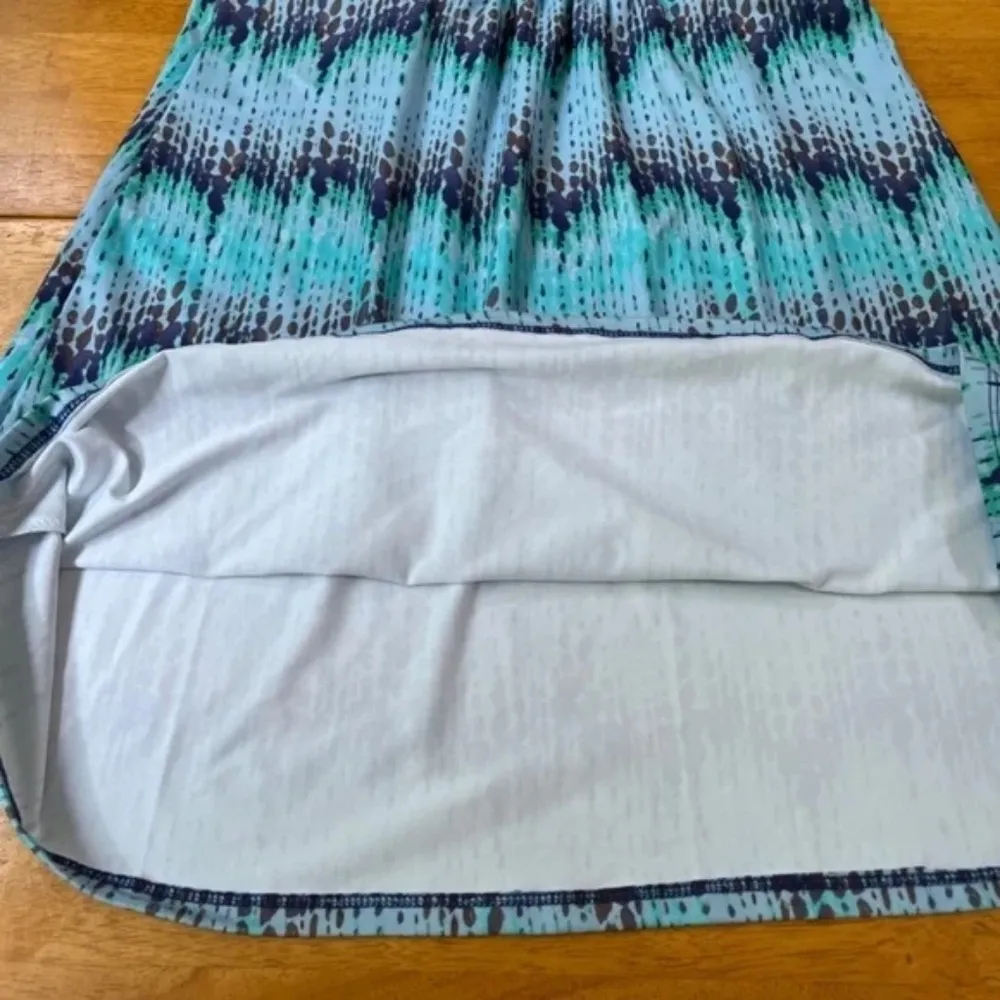 Tehama Tank Racerback Dress Stretch Strap Midi Turquoise‎ Navy Fit Flare, Size S Blue - Image 7