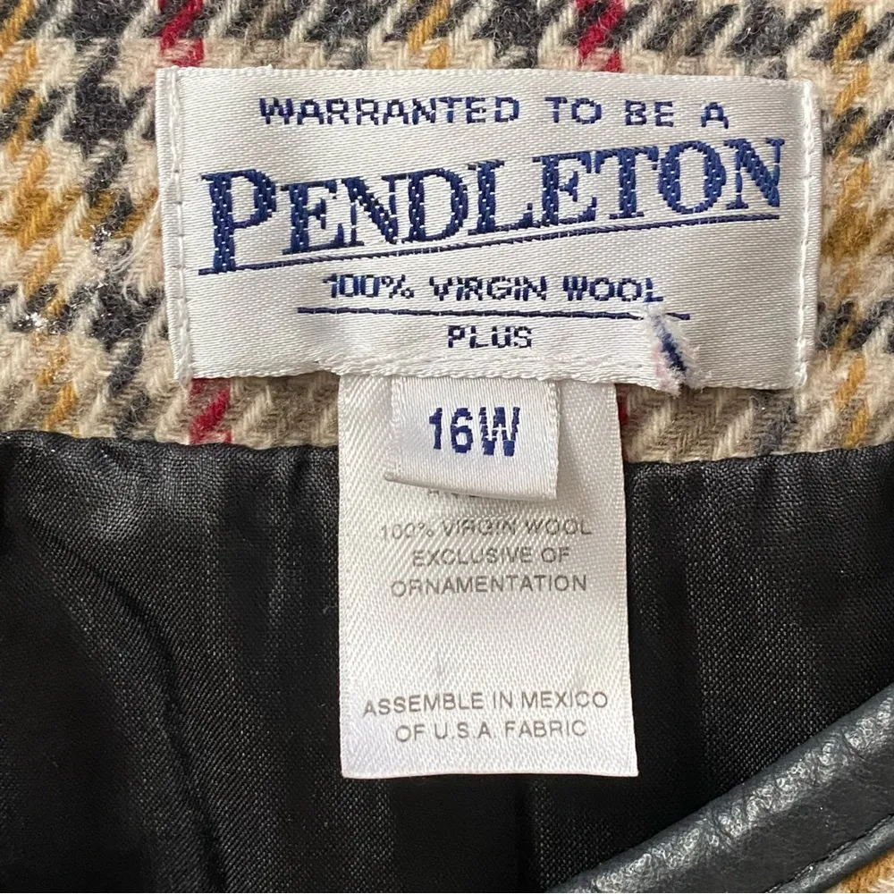 Vintage 60’s PENDLETON 100% Wool Houndstooth Plaid Women’s Blazer Size 16W Plus - Image 10