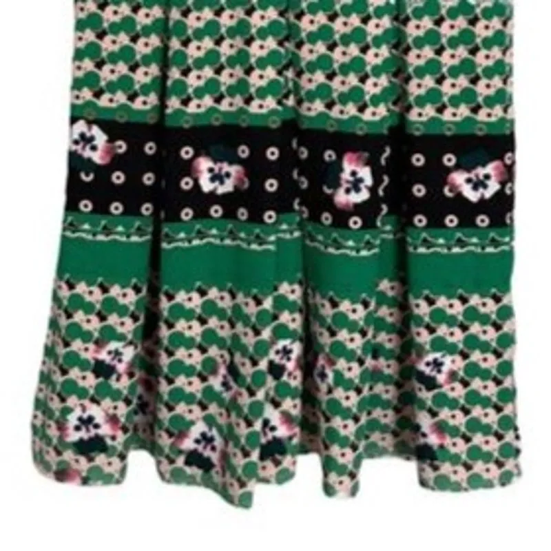 ESLEY Womens Sleeveless Dress Size L Pink Floral Round Neck Pleats Side Zip - Image 5