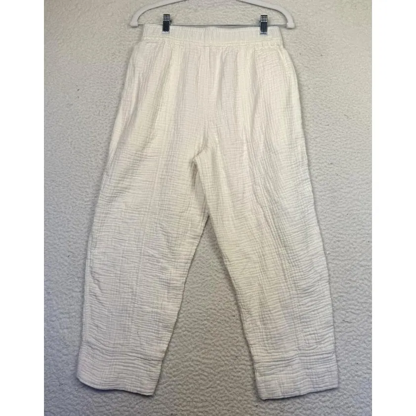 Madewell Pants Womens Small White Cotton Gauze Pull On Casual Beachy Comfy - Image 2