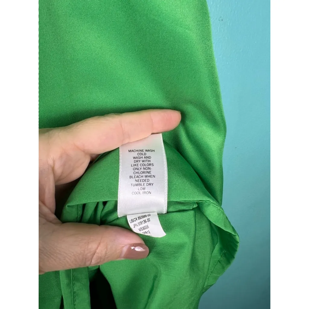 Banana Republic Size 0 Green Sheath Dress Black Trim Piping V-Neck Sleeveless Cl - Image 5