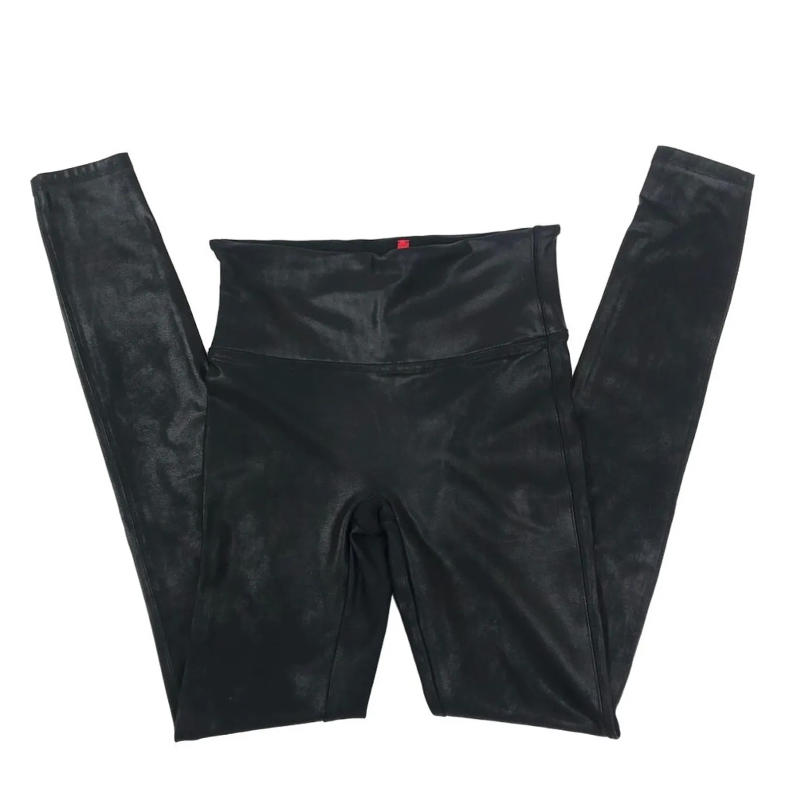 SPANX Faux Leather Leggings S Black Tummy Shaping Sporty Feminine Chick Matrix - Image 10