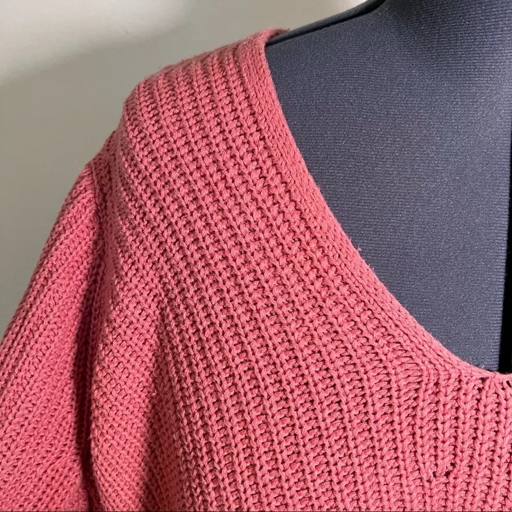 Old Navy V-Neck Sweater Shaker Stitch Pink - Image 8