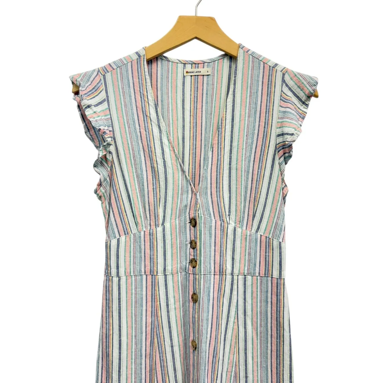 Marine Layer Camila Stripe Hemp Blend Midi Dress In White Multi Stripe size S - Image 5