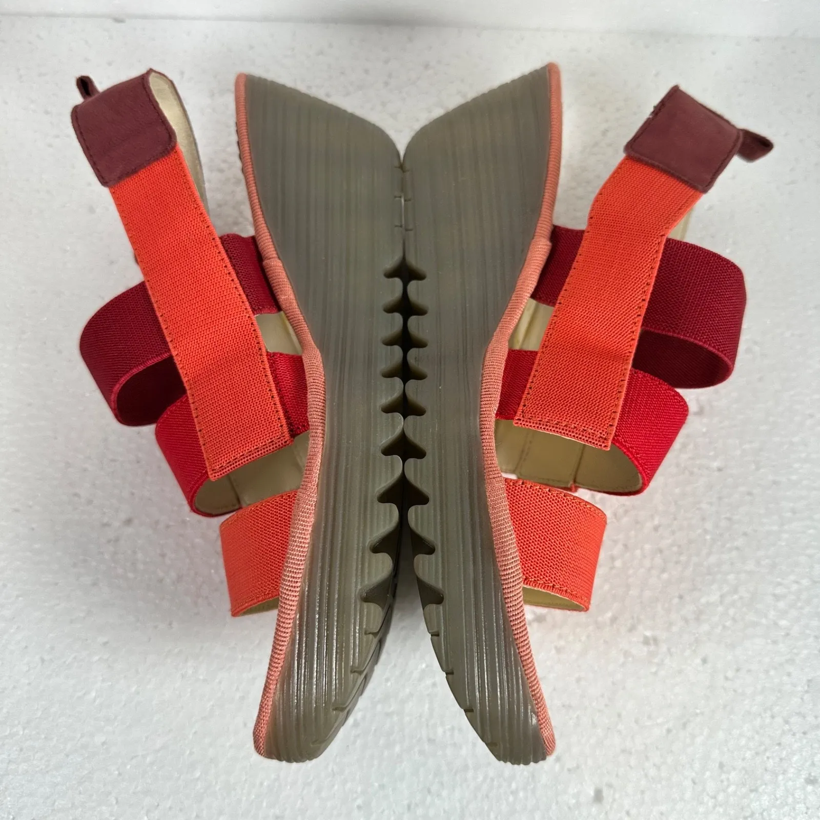 Fly London Yery Wedge Sandals Women's 39 Strappy Open Toe Red Orange 2.5" Heel - Image 4