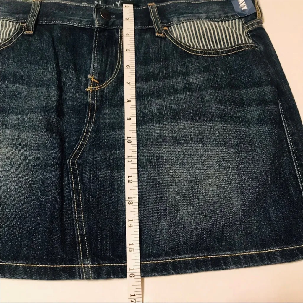 Old Navy Jean‎ Skirt With Striped Front Pockets Womens Size 12 Blue Denim NEW - Image 8