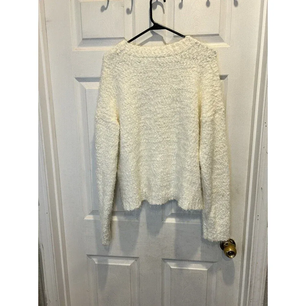 Show Me Your MuMu Cream Off White Cropped‎ Varsity Sweater Nubby Sweater Large - Image 5
