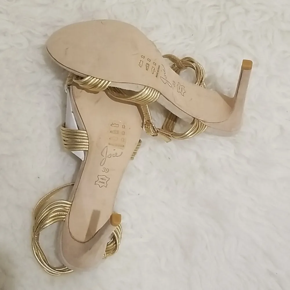 💕JOIE💕 Airlia Metallic Gold Heeled Strappy Sandals 39 NWOT - Image 8