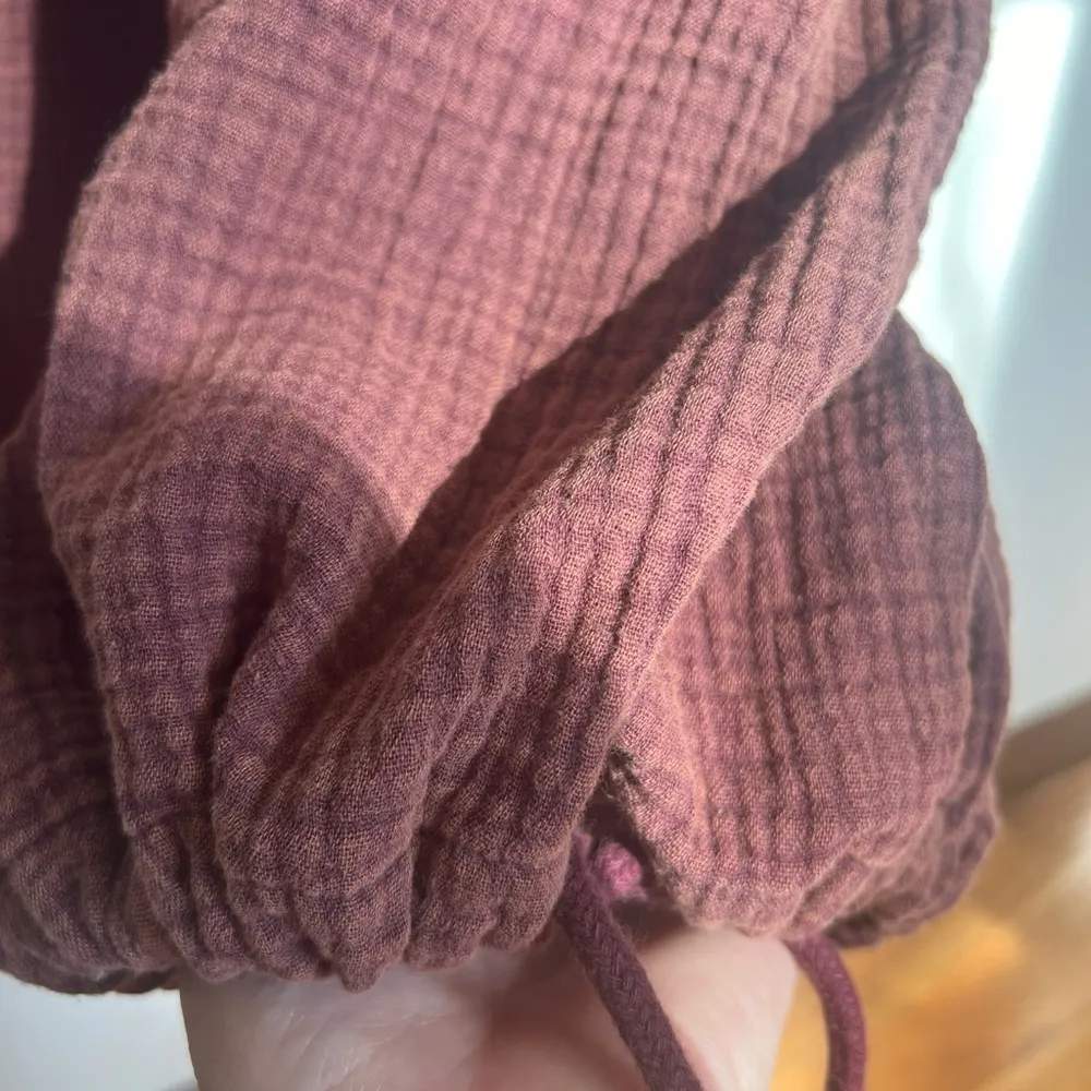 Chocolate Brown Cotton Overalls NWT Red Size M - Image 6